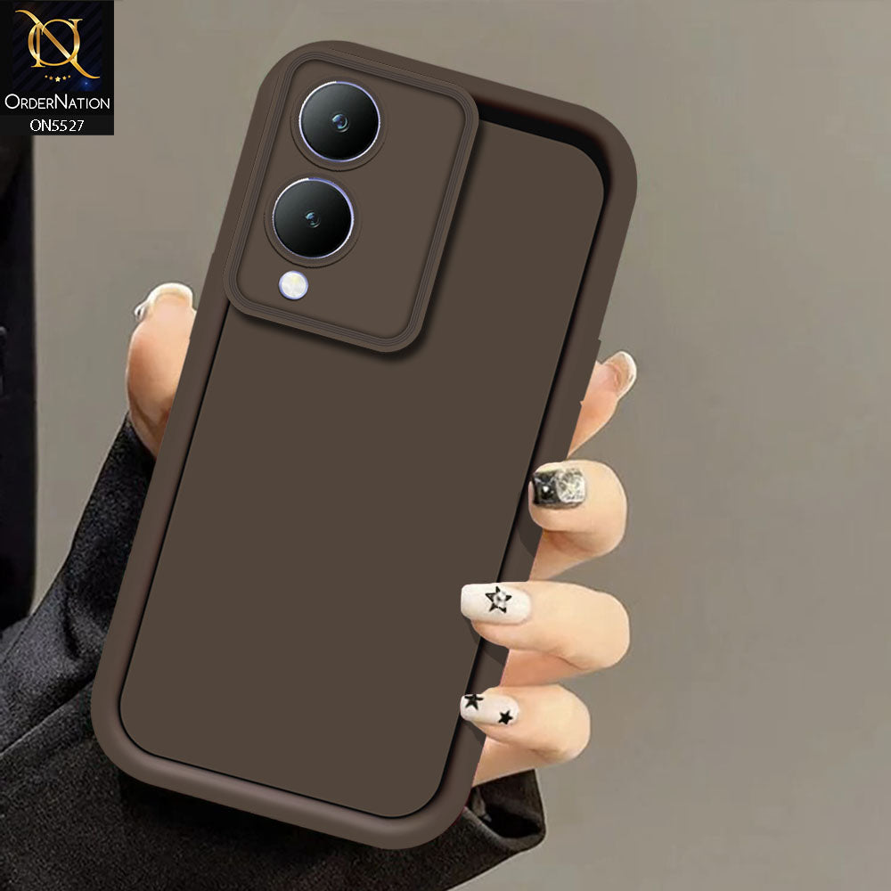 Vivo Y17s Cover - Brown -Soft Silicone Case With Round Bumper Matte TPU Shockproof Cover