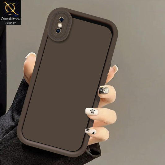 iPhone XS Max Cover - Brown -Soft Silicone Case With Round Bumper Matte TPU Shockproof Cover