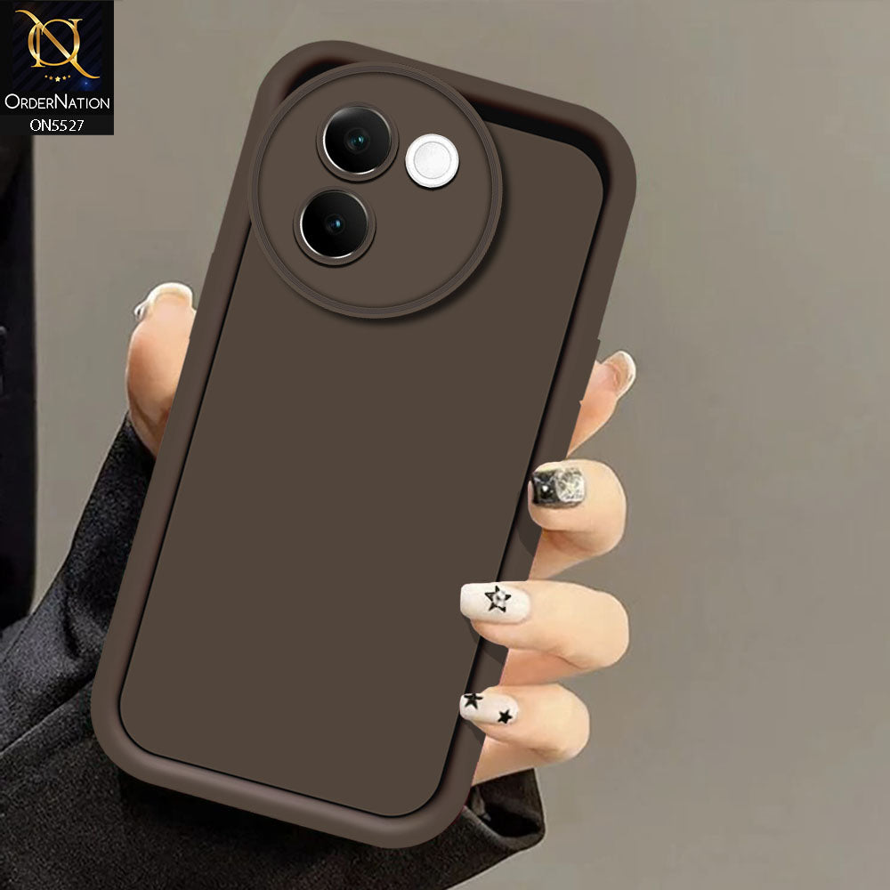 Vivo V30e Cover - Brown -Soft Silicone Case With Round Bumper Matte TPU Shockproof Cover