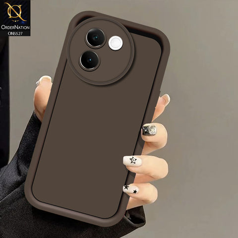 Vivo V30e Cover - Brown -Soft Silicone Case With Round Bumper Matte TPU Shockproof Cover