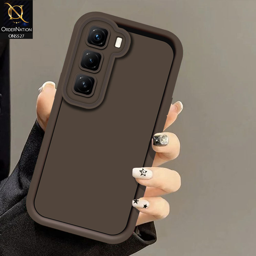 Infinix Hot 50 Pro Cover - Brown -Soft Silicone Case With Round Bumper Matte TPU Shockproof Cover
