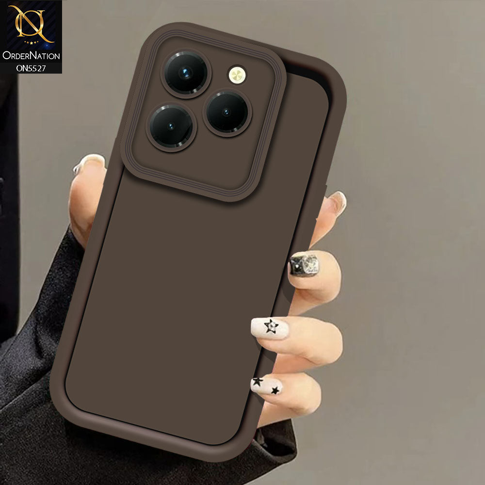 Infinix Hot 40 Cover - Brown -Soft Silicone Case With Round Bumper Matte TPU Shockproof Cover
