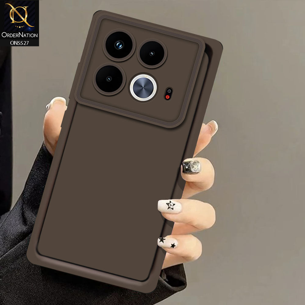 Infinix Note 40 Cover - Brown -Soft Silicone Case With Round Bumper Matte TPU Shockproof Cover