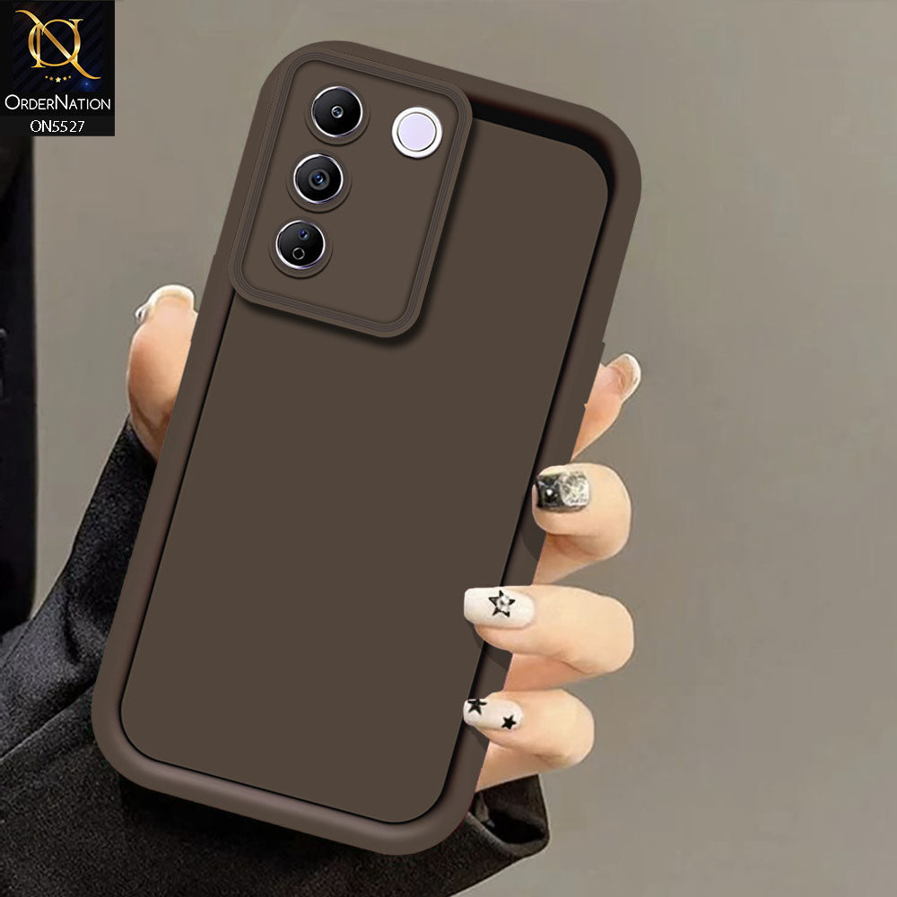 Vivo V27e Cover - Brown -Soft Silicone Case With Round Bumper Matte TPU Shockproof Cover