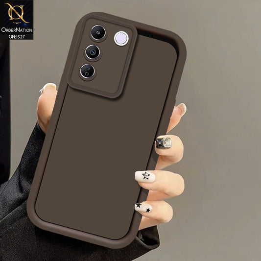 Vivo V27e Cover - Brown -Soft Silicone Case With Round Bumper Matte TPU Shockproof Cover