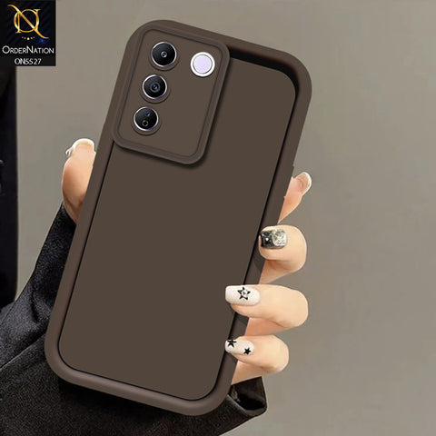 Vivo V27e Cover - Brown -Soft Silicone Case With Round Bumper Matte TPU Shockproof Cover