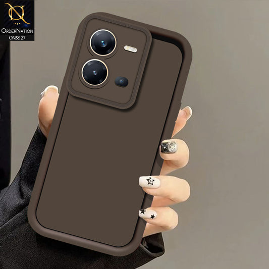 Vivo V25e Cover - Brown -Soft Silicone Case With Round Bumper Matte TPU Shockproof Cover