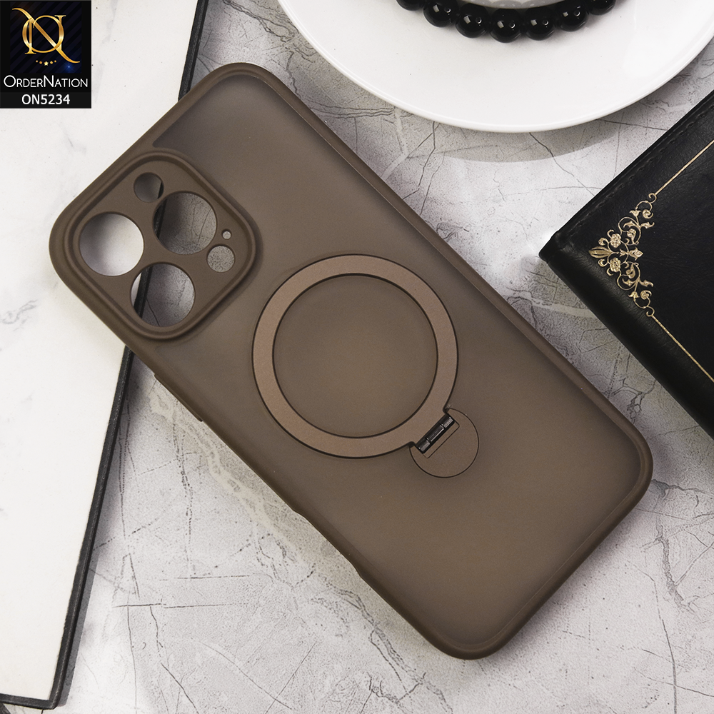 iPhone 16 Pro Max Cover - Desert Titanium - New 360 Degree Magsafe Holer Kickstand Color Transparent Back Soft Borders Protective Case