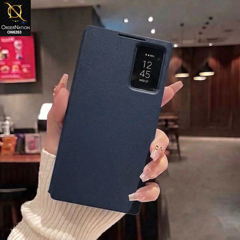 Samsung Galaxy Z Fold 8 Ultra Cover - Blue - New Business Style Leather Flip Cover Case with Transparent View Window
