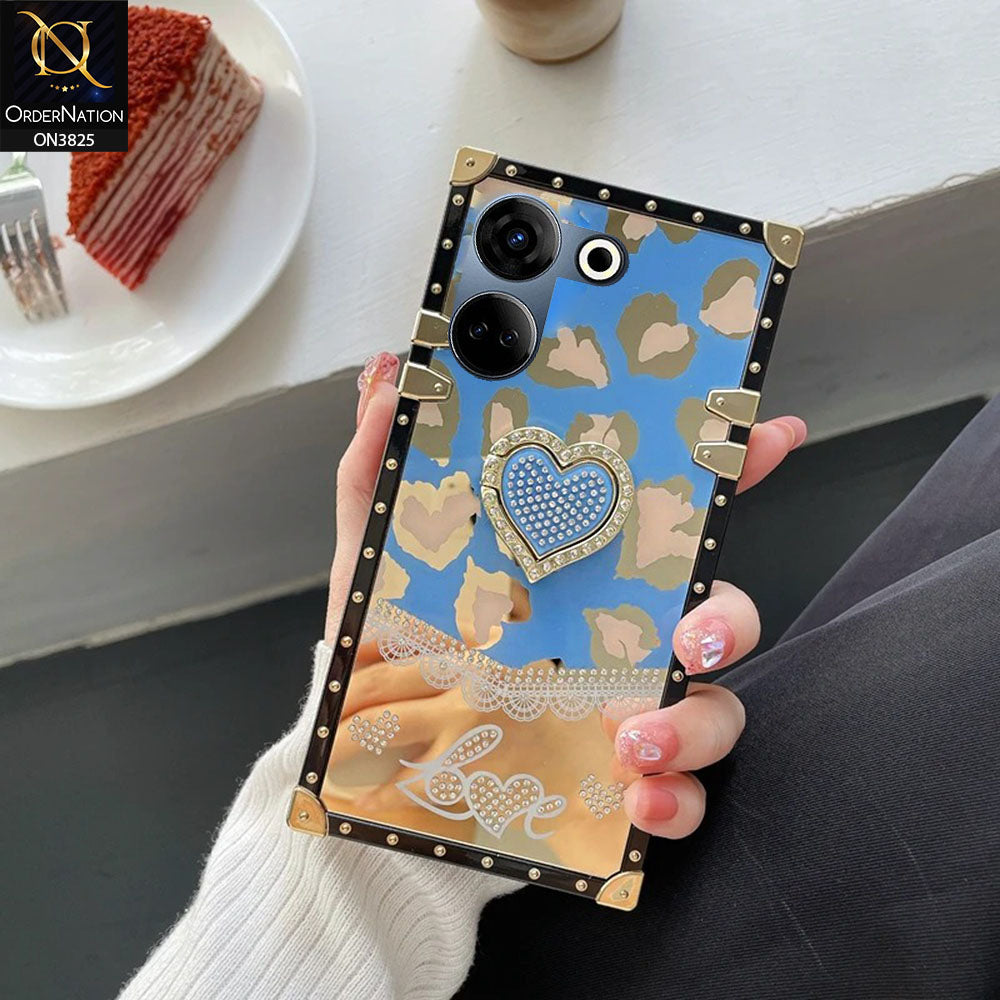Tecno Camon 20 Cover - Design4 -Heart Bling Diamond Glitter Soft TPU Trunk Case With Ring Holder