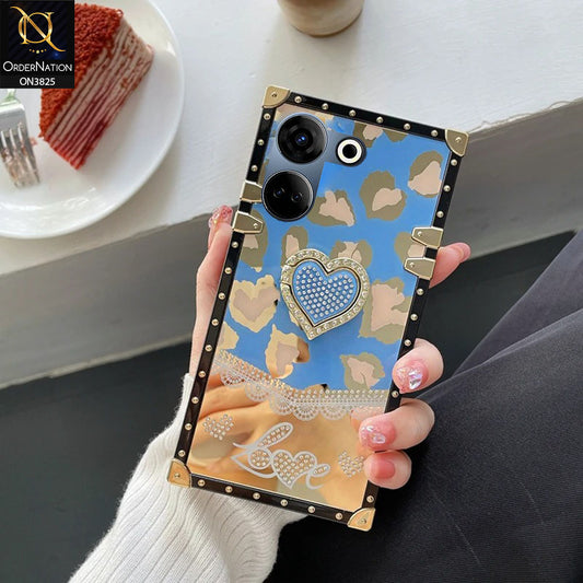 Tecno Camon 20 Cover - Design4 -Heart Bling Diamond Glitter Soft TPU Trunk Case With Ring Holder
