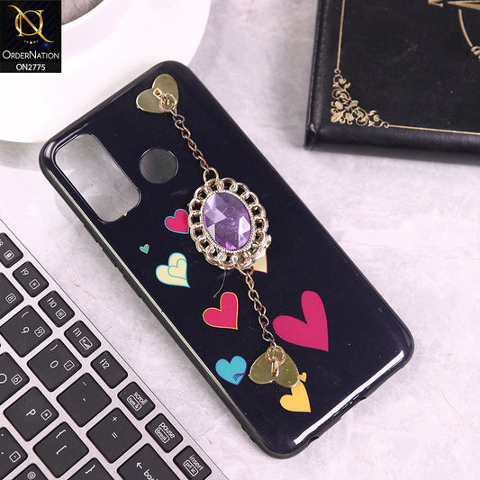 Infinix Hot 9 Cover - Design 4 - Cute Girlish Chain Stone Brogue Back Soft Case