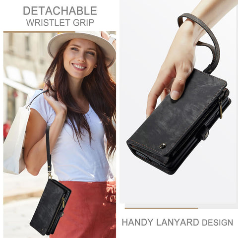 Samsung Galaxy Z Fold 5 5G Cover - Black - New Premium CaseMe  Detachable Folio Zipper Purse Leather Wallet Case with 8 Card Slots