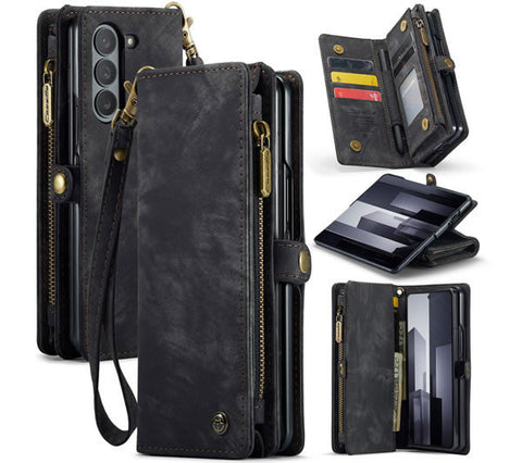 Samsung Galaxy Z Fold 5 5G Cover - Black - New Premium CaseMe  Detachable Folio Zipper Purse Leather Wallet Case with 8 Card Slots