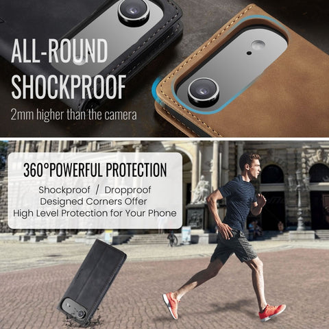 iPhone 17 Air Cover - Black - CaseMe Premium High Quality Wallet Magnetic Suede Leather Case