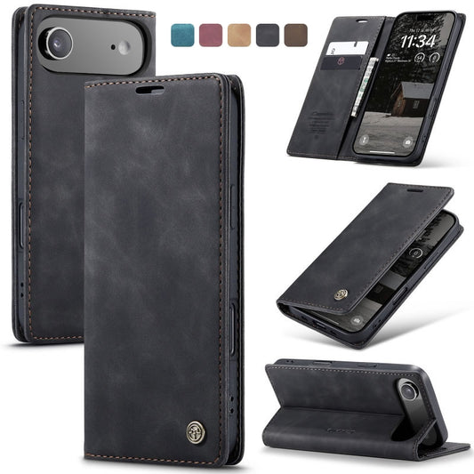 iPhone 17 Air Cover - Black - CaseMe Premium High Quality Wallet Magnetic Suede Leather Case