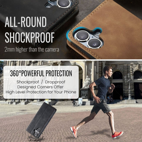 iPhone 17 Cover - Black - CaseMe Premium High Quality Wallet Magnetic Suede Leather Case