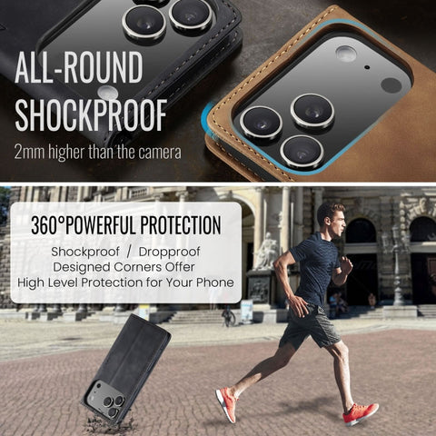 iPhone 17 Pro Cover - Black - CaseMe Premium High Quality Wallet Magnetic Suede Leather Case