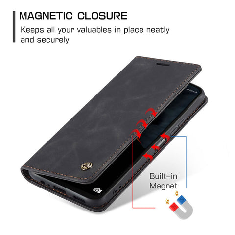 Samsung Galaxy A06 Cover - Black -  CaseMe Premium High Quality Wallet Magnetic Suede Leather Case