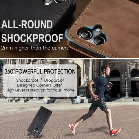 Samsung Galaxy A06 Cover - Black -  CaseMe Premium High Quality Wallet Magnetic Suede Leather Case