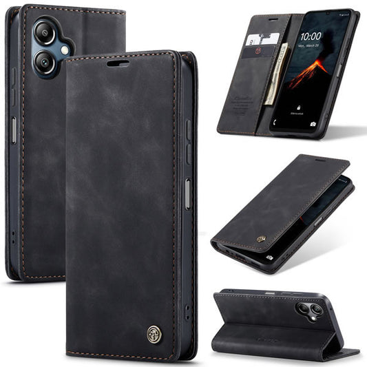 Samsung Galaxy A06 Cover - Black -  CaseMe Premium High Quality Wallet Magnetic Suede Leather Case