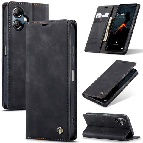 Samsung Galaxy A06 Cover - Black -  CaseMe Premium High Quality Wallet Magnetic Suede Leather Case