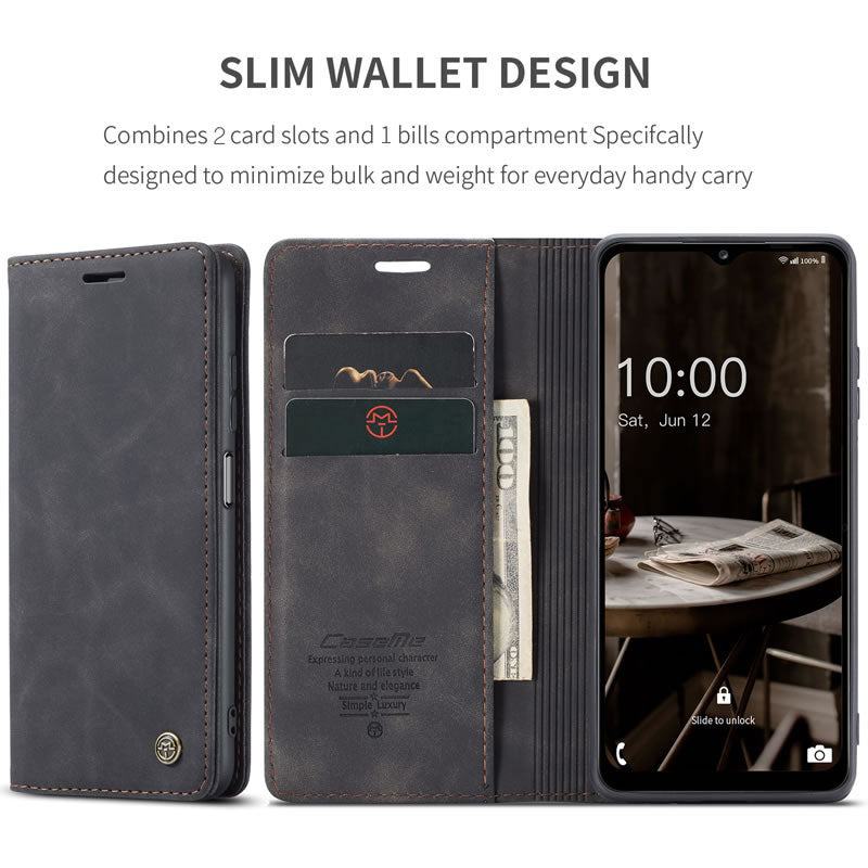 Samsung Galaxy S25 FE Cover - Black - CaseMe Premium High Quality Wallet Magnetic Suede Leather Case