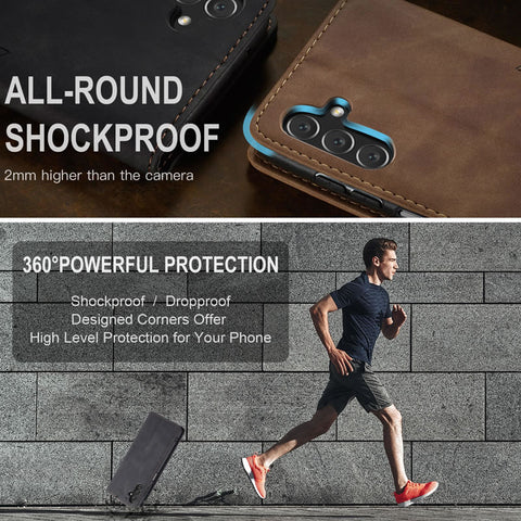 Samsung Galaxy A04s Cover - Black - CaseMe Premium High Quality Wallet Magnetic Suede Leather Case