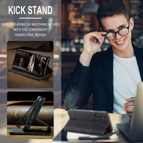 Samsung Galaxy S25 FE Cover - Black - CaseMe Premium High Quality Wallet Magnetic Suede Leather Case