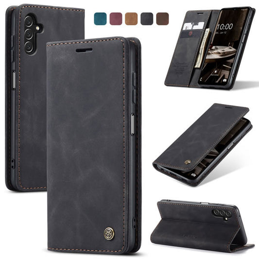 Samsung Galaxy A04s Cover - Black - CaseMe Premium High Quality Wallet Magnetic Suede Leather Case