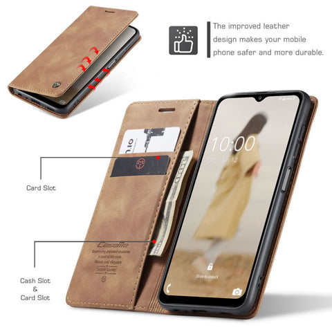 Samsung Galaxy S25 FE Cover - Brown - CaseMe Premium High Quality Wallet Magnetic Suede Leather Case