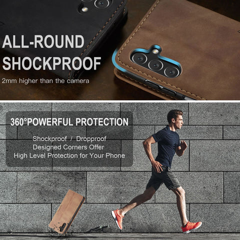 Samsung Galaxy S26 Cover - Brown - CaseMe Premium High Quality Wallet Magnetic Suede Leather Case