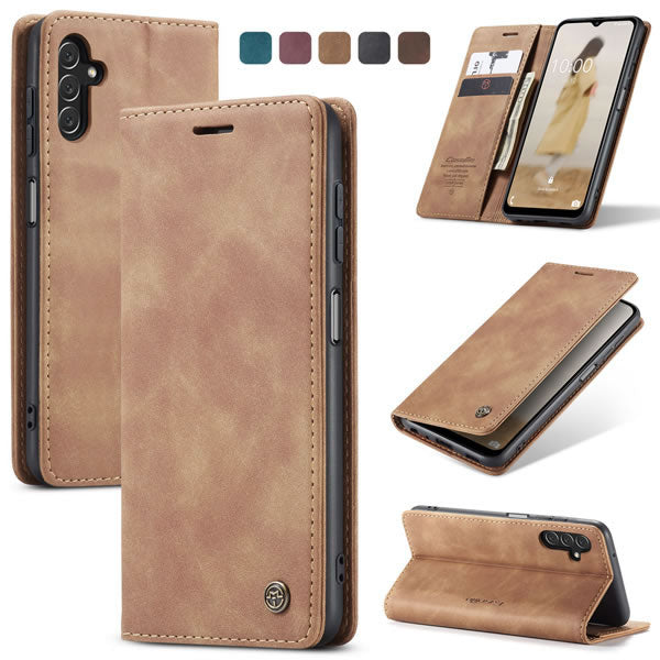 Samsung Galaxy S26 Cover - Brown - CaseMe Premium High Quality Wallet Magnetic Suede Leather Case
