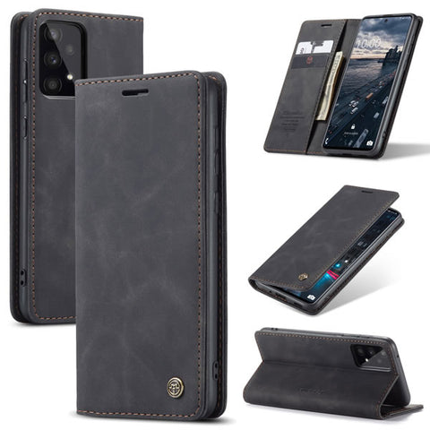 Samsung Galaxy A73 5G Cover - Black - CaseMe Premium High Quality Wallet Magnetic Suede Leather Case
