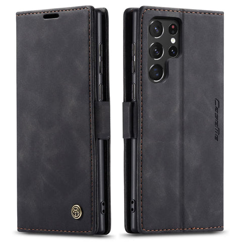 Samsung Galaxy S26 Ultra Cover - Black - CaseMe Premium High Quality Wallet Magnetic Suede Leather Case