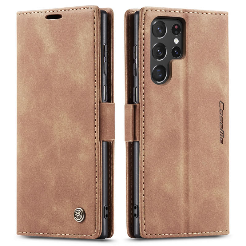Samsung Galaxy S26 Ultra Cover - Brown - CaseMe Premium High Quality Wallet Magnetic Suede Leather Case