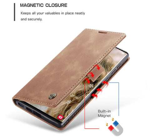 Samsung Galaxy S26 Ultra Cover - Brown - CaseMe Premium High Quality Wallet Magnetic Suede Leather Case