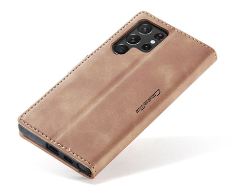Samsung Galaxy S26 Ultra Cover - Brown - CaseMe Premium High Quality Wallet Magnetic Suede Leather Case