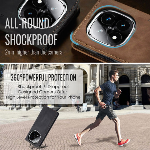 Xiaomi Redmi Note 14 Pro Plus 5G Cover - Black - CaseMe Premium High Quality Wallet Magnetic Suede Leather Case
