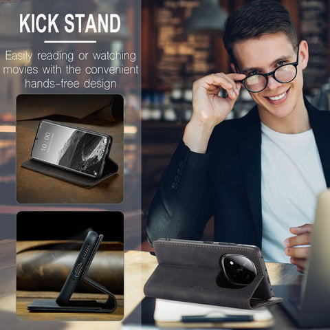 Xiaomi Redmi Note 14 Pro 5G Cover - Black - CaseMe Premium High Quality Wallet Magnetic Suede Leather Case