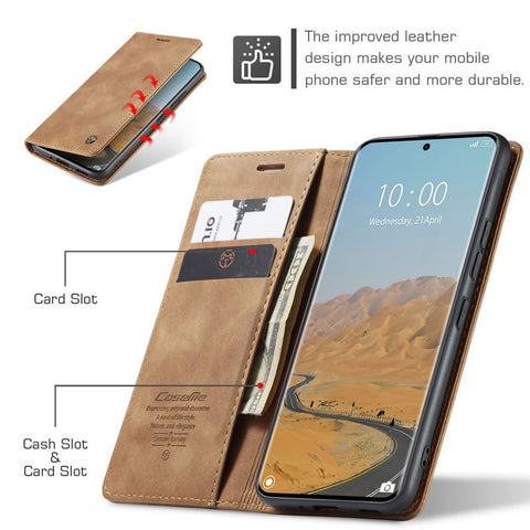 Xiaomi Redmi Note 14 Pro Plus 5G Cover - Brown - CaseMe Premium High Quality Wallet Magnetic Suede Leather Case