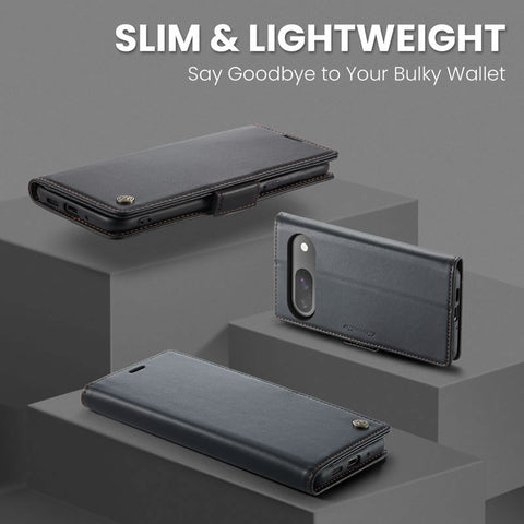 Google Pixel 9 Cover - Black -  CaseMe Premium High Quality Wallet Magnetic Suede Leather Case