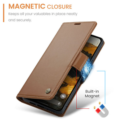 Google Pixel 9 Pro XL Cover - Brown -  CaseMe Premium High Quality Wallet Magnetic Suede Leather Case