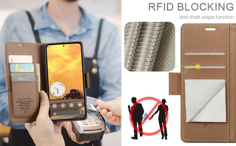 Google Pixel 9a Cover - Brown -  CaseMe Premium High Quality Wallet Magnetic Suede Leather Case