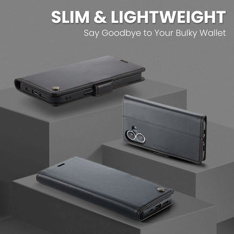 iPhone 17 Cover - Black - New CaseMe Fully Premium High Grade Quality Leather Flip Book With Card Holding Slots And Magnetic Closure 033