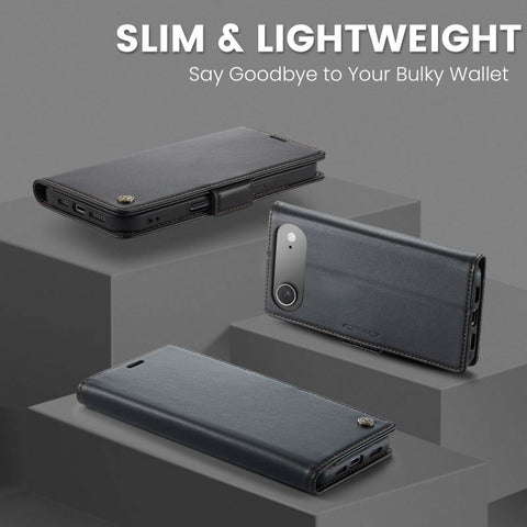 iPhone 17 Air Cover - Black -  CaseMe Premium High Quality Wallet Magnetic Suede Leather Case