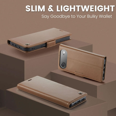 iPhone 17 Air Cover - Brown -  CaseMe Premium High Quality Wallet Magnetic Suede Leather Case