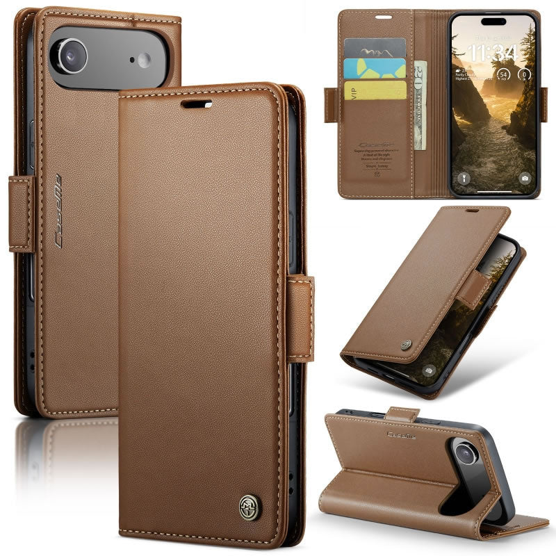 iPhone 17 Air Cover - Brown -  CaseMe Premium High Quality Wallet Magnetic Suede Leather Case