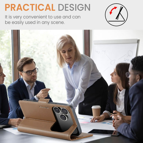 iPhone 17 Pro Max Cover - Brown -  CaseMe Premium High Quality Wallet Magnetic Suede Leather Case