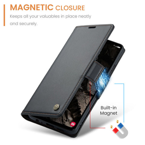 Samsung Galaxy A05s Cover - Black -  CaseMe Premium High Quality Wallet Magnetic Suede Leather Case
